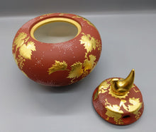 將圖片載入圖庫檢視器 九谷焼 仲田錦玉 盛金白粒ぶどう3.8号香炉(朱地)