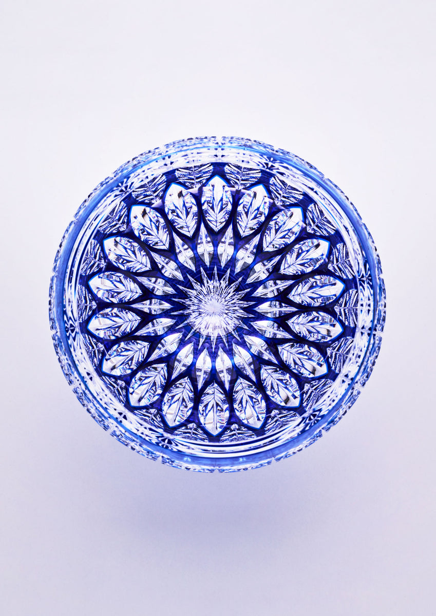 江戸切子 鍋谷總 ロックグラス蓮華（青） – SEIKADO