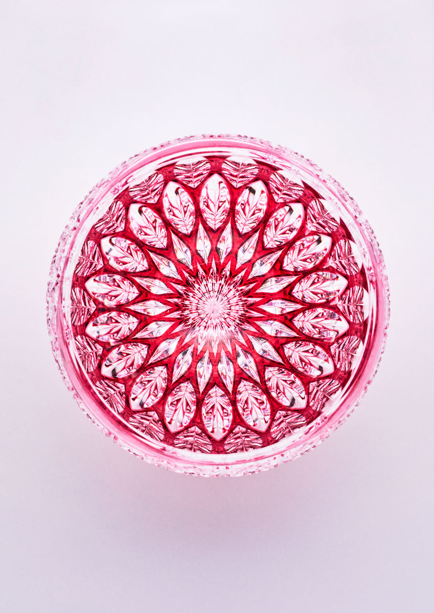 江戸切子 鍋谷總 ロックグラス蓮華（金赤） – SEIKADO