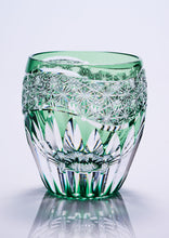 画像をギャラリービューアに読み込む, 江戸切子 鍋谷總 ロックグラス向日葵(緑)