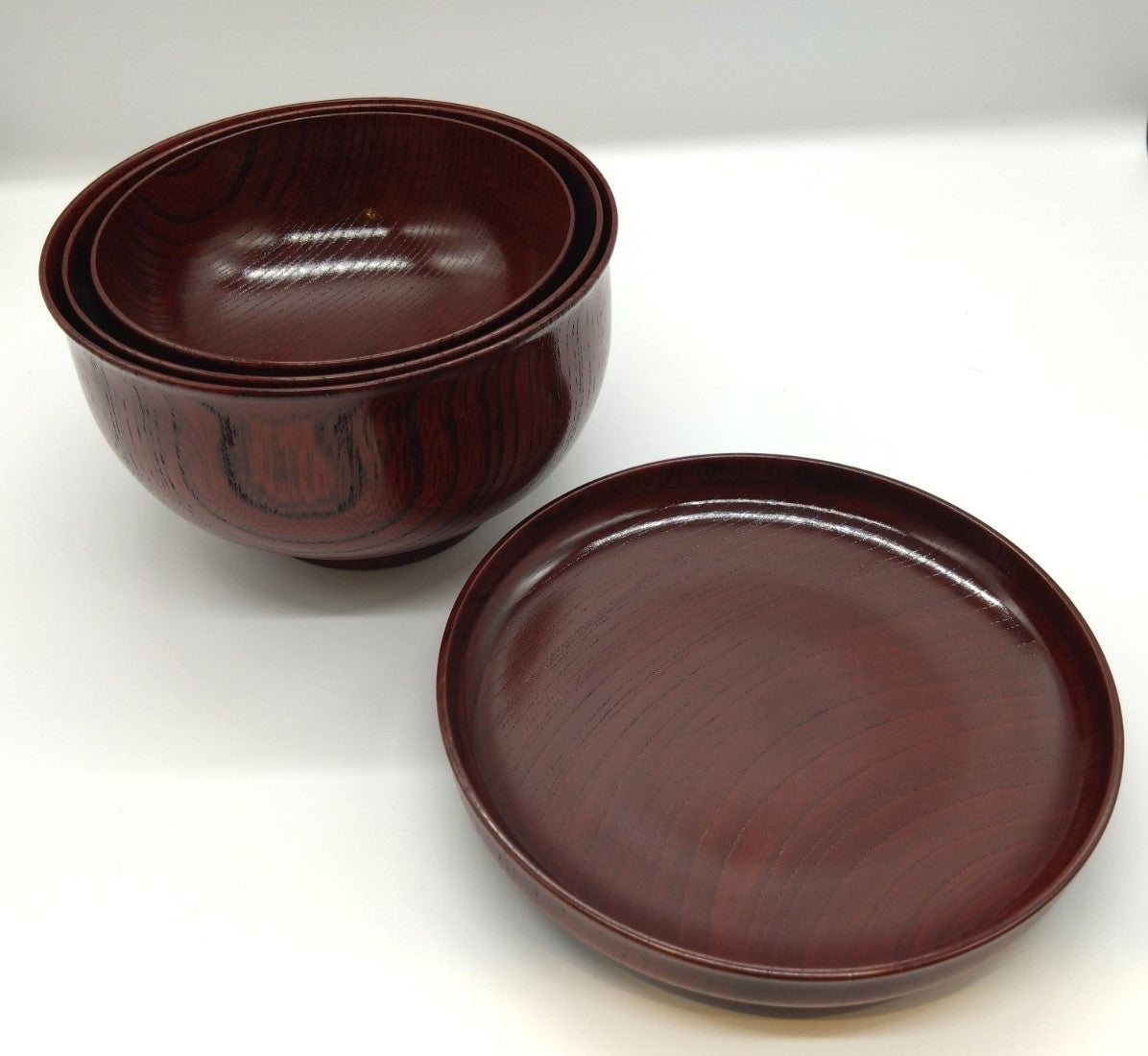 山中塗 三ッ入れ子椀 蓋付 茜すり/神代すり – SEIKADO