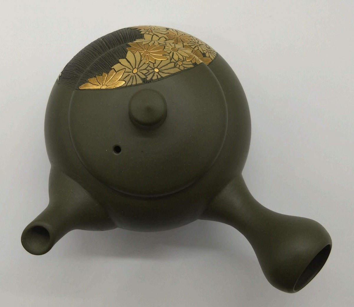 常滑焼_陶元作_菊柄彫刻の棗