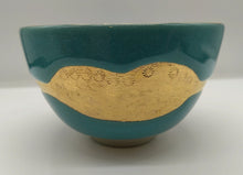 將圖片載入圖庫檢視器 京焼・清水焼 岡山高大 貫入金彩抹茶碗 ブルー