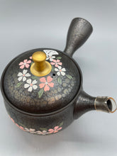 画像をギャラリービューアに読み込む, 常滑焼 昭龍 つぼ型三色桜金つまみ急須 セラメッシュ茶こし 180cc