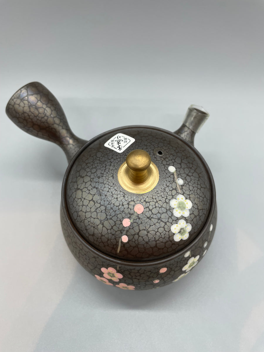 常滑焼 昭龍 金つまみ紅白梅急須 セラメッシュ茶こし 180cc – SEIKADO