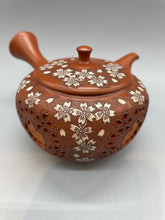 画像をギャラリービューアに読み込む, 常滑焼 舜園 朱平六角桜透かし急須 陶製茶こし 木箱入