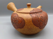 画像をギャラリービューアに読み込む, 常滑焼 舜園 朱泥色彩鉄鉢唐草雲彫急須