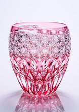 將圖片載入圖庫檢視器 江戸切子 鍋谷總 ロックグラス蓮華(金赤)