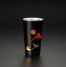 画像をギャラリービューアに読み込む, 山中塗 漆磨 赤富士に鶴 ストレートカップ (二重構造)