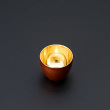 画像をギャラリービューアに読み込む, 山中塗 漆磨 白檀 ぐい呑 赤(二重構造 内金メッキ)