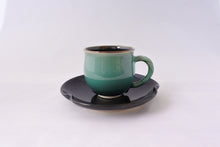 画像をギャラリービューアに読み込む, 京焼・清水焼 早川元観(観芙) カップ&ソーサー 緑水(りょくすい) 金彩