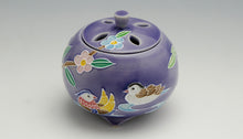 画像をギャラリービューアに読み込む, 京焼・清水焼 昇峰 交趾おしどり(紫)香炉