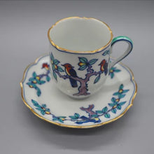 画像をギャラリービューアに読み込む, 京焼・清水焼 叶松谷 豆彩花鳥デミタスカップ&ソーサー