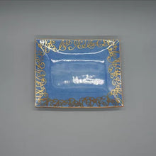 画像をギャラリービューアに読み込む, 京焼・清水焼 叶松谷 呉須地金彩わらび角皿