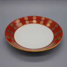 将图片加载到图库查看器,京焼・清水焼 今橋炭渓(炭渓窯) 赤地銀彩丸紋4.5寸皿