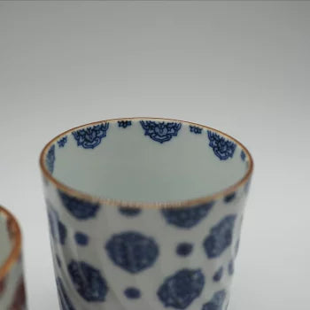 京焼・清水焼 叶松谷 染付赤絵花更紗夫婦湯呑 組湯呑 – SEIKADO