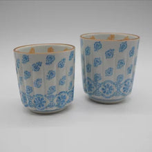 画像をギャラリービューアに読み込む, 京焼・清水焼 叶松谷 洋彩花更紗夫婦湯呑 組湯呑
