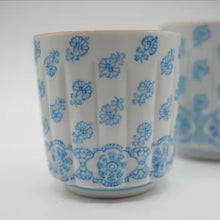 画像をギャラリービューアに読み込む, 京焼・清水焼 叶松谷 洋彩花更紗夫婦湯呑 組湯呑