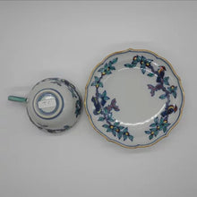 画像をギャラリービューアに読み込む, 京焼・清水焼 叶松谷 豆彩花鳥デミタスデミタスカップ&ソーサー平形