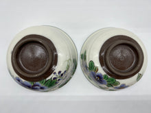 將圖片載入圖庫檢視器 土渕陶あん(陶あん窯) 白掛紫草花組飯碗