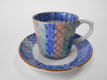 画像をギャラリービューアに読み込む, 京焼・清水焼 高野昭阿弥 色絵縦祥瑞デミタスカップ&ソーサー