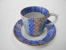 画像をギャラリービューアに読み込む, 京焼・清水焼 高野昭阿弥 色絵縦祥瑞デミタスカップ&ソーサー