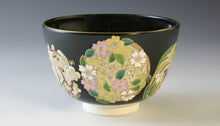 將圖片載入圖庫檢視器 京焼・清水焼 善昇 黒塗花丸紋抹茶碗