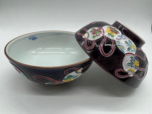 Load image into Gallery viewer, 京焼・清水焼 昇峰 紫交趾六瓢組飯碗