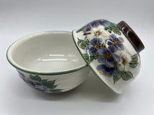 將圖片載入圖庫檢視器 土渕陶あん(陶あん窯) 白掛紫草花組飯碗