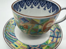 Load image into Gallery viewer, 京焼・清水焼 高野昭阿弥 色絵ペイズリー珈琲碗皿
