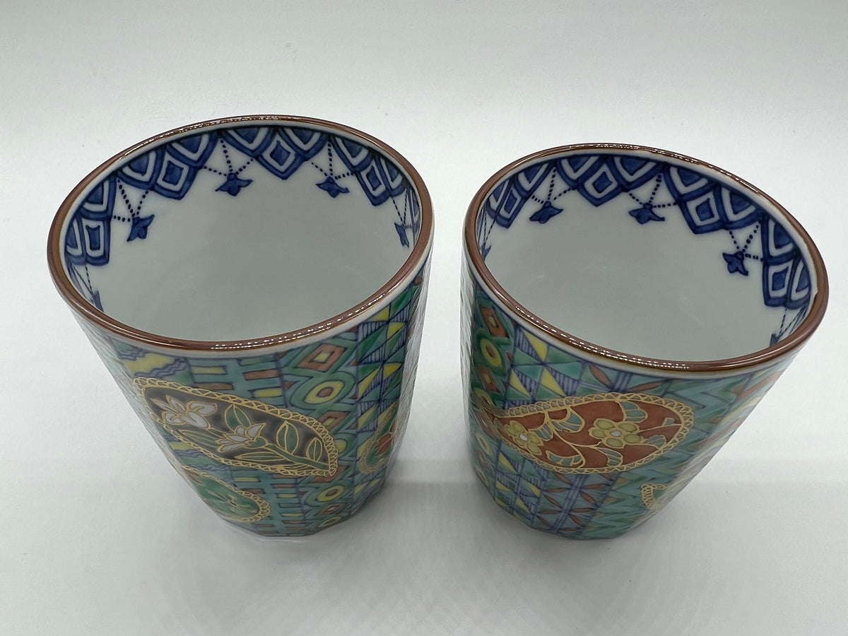 京焼・清水焼 高野昭阿弥 色絵ペイズリー組湯呑 – SEIKADO
