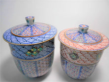 將圖片載入圖庫檢視器 京焼・清水焼 高野昭阿弥 青赤青海波宝紋 蓋付組湯呑