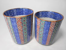 将图片加载到图库查看器,京焼・清水焼 高野昭阿弥 色絵縦祥瑞 組湯呑