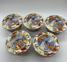 Load image into Gallery viewer, 京焼・清水焼 馬場京泉 富貴春秋蓋付お茶呑茶碗揃