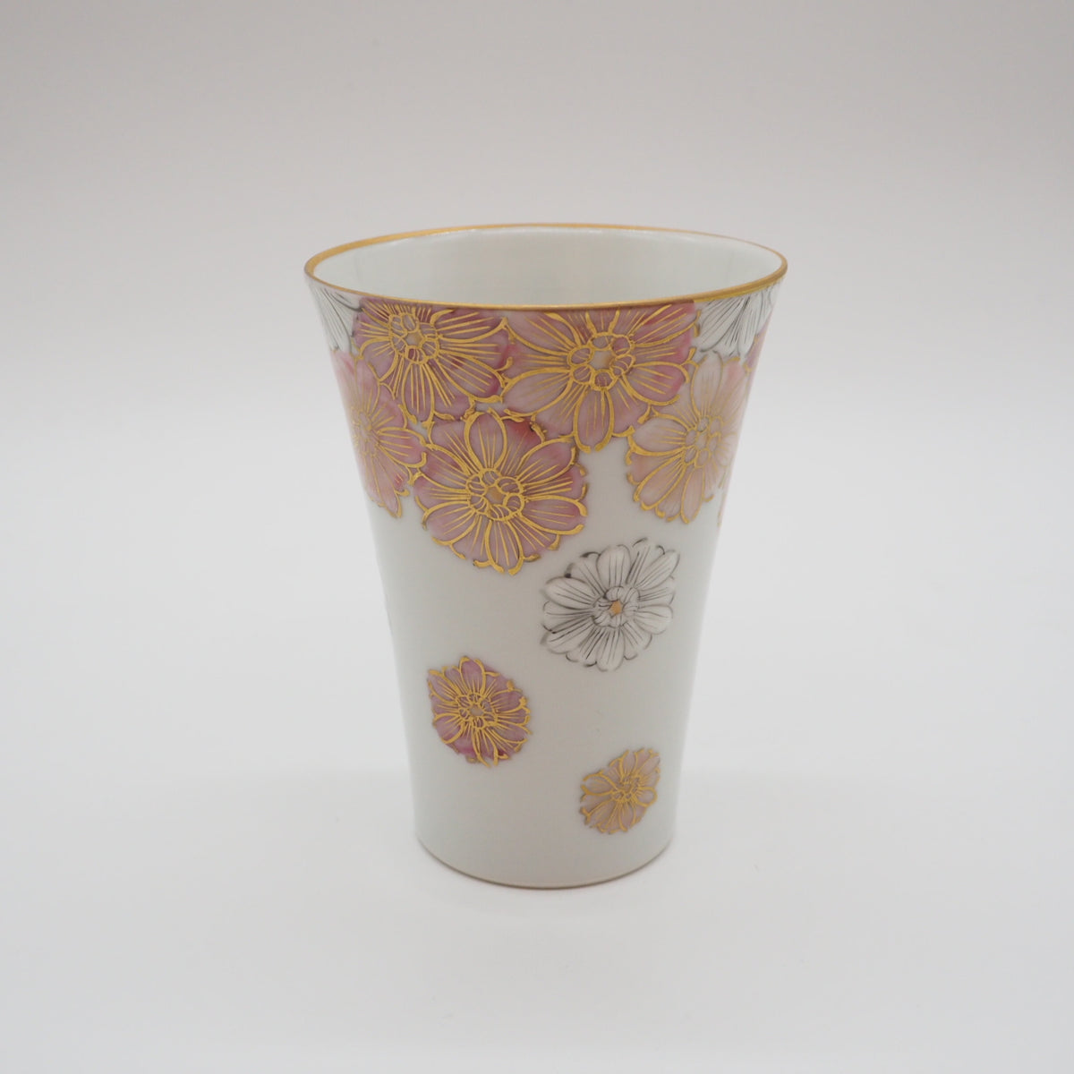 京焼・清水焼 紀澤 金彩花絵（赤）口反フリーカップ – SEIKADO