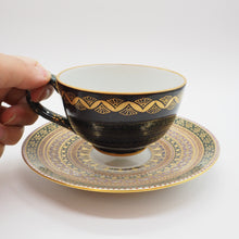 Load image into Gallery viewer, 京焼・清水焼 紀澤 横縞七宝珈琲碗皿