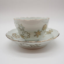 画像をギャラリービューアに読み込む, 京焼・清水焼 叶松谷 白磁銀彩雪結晶碗皿