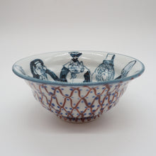 将图片加载到图库查看器,京焼・清水焼 村田幸之介(六齋窯) 七福神あみ茶漬(ご飯茶碗)