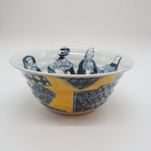 将图片加载到图库查看器,京焼・清水焼 村田幸之介(六齋窯) 七福神黄地祥瑞丼