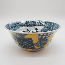 将图片加载到图库查看器,京焼・清水焼 村田幸之介(六齋窯) 山水黄地祥瑞丼