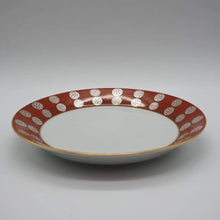 画像をギャラリービューアに読み込む, 京焼・清水焼 今橋炭渓(炭渓窯) 赤地銀彩丸紋6寸皿