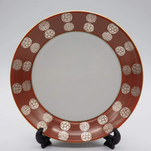 画像をギャラリービューアに読み込む, 京焼・清水焼 今橋炭渓(炭渓窯) 赤地銀彩丸紋4.5寸皿