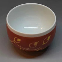画像をギャラリービューアに読み込む, 京焼・清水焼 叶松谷 赤地黄彩花丈小鉢