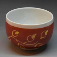 画像をギャラリービューアに読み込む, 京焼・清水焼 叶松谷 赤地黄彩花丈小鉢