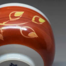 画像をギャラリービューアに読み込む, 京焼・清水焼 叶松谷 赤地黄彩花丈小鉢