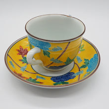 Load image into Gallery viewer, 京焼・清水焼 武内裕(秀峰窯)黄交趾吹寄デミタスカップ&ソーサー