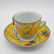 Load image into Gallery viewer, 京焼・清水焼 武内裕(秀峰窯)黄交趾吹寄デミタスカップ&ソーサー