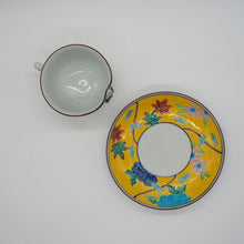 Load image into Gallery viewer, 京焼・清水焼 武内裕(秀峰窯)黄交趾吹寄デミタスカップ&ソーサー