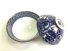 将图片加载到图库查看器,京焼・清水焼 山本壹楽(壹楽窯) 染付祥瑞花鳥組飯碗