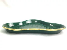 Load image into Gallery viewer, 京焼・清水焼 今橋炭渓(炭渓窯) 青交趾彫松向皿(大)